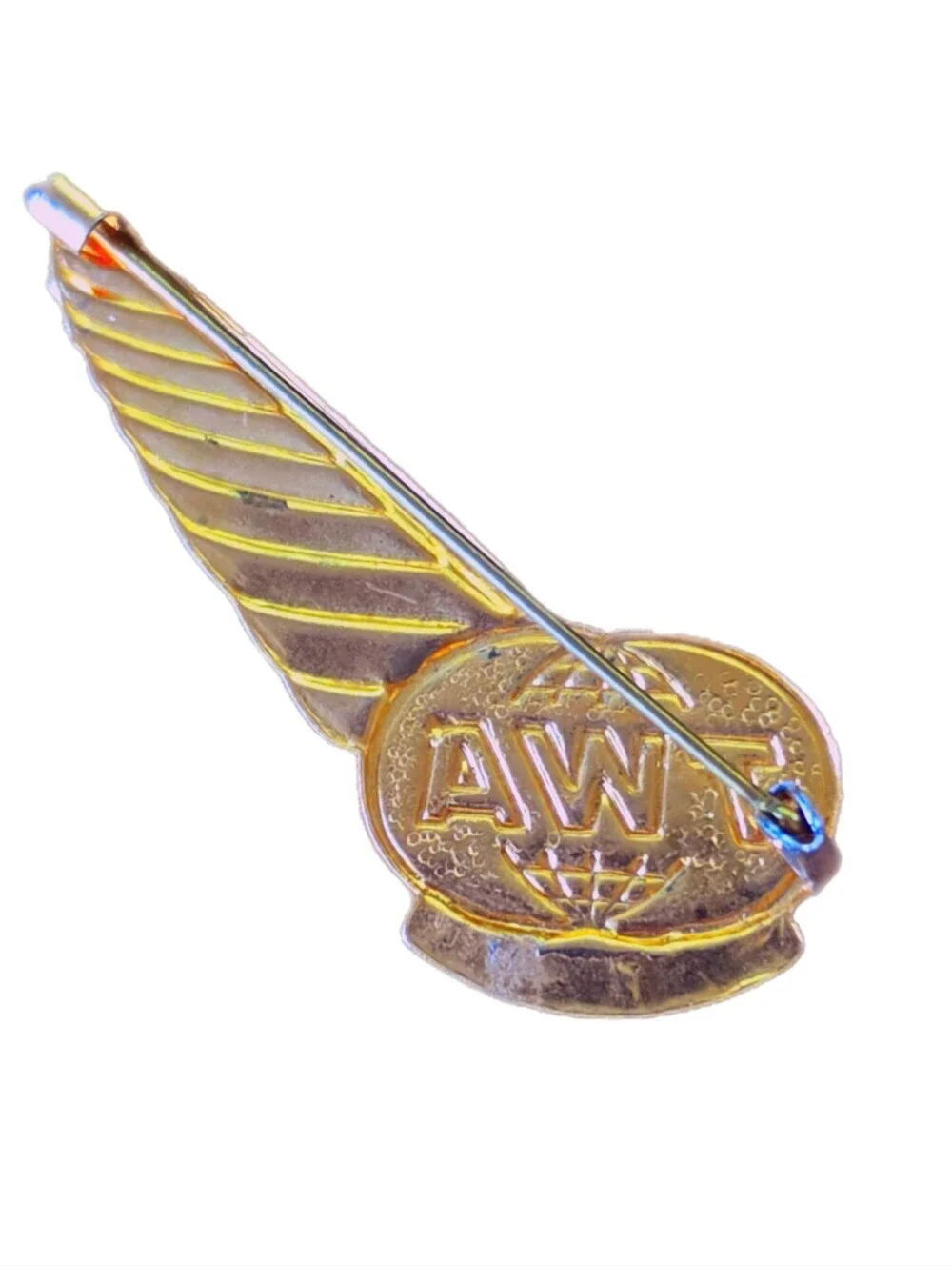 Junior Hostess Gold and White Enamel Wing Pin
